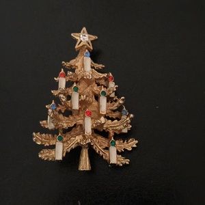 Vintage ART candle Christmas tree pin🎄